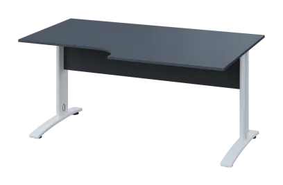 CRK 18 - 184 stůl kancelářský, rohový, pravý, kovová podnož bílá, deska 18 mm, široký 1800 mm, antra